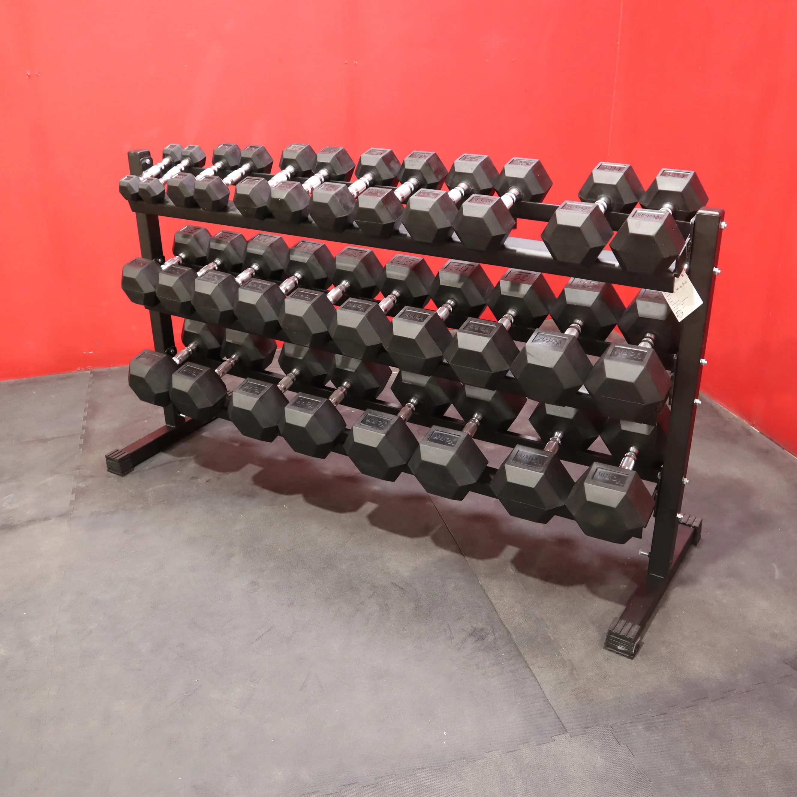 York Pro-Hex Rubber Dumbbells - Image 3