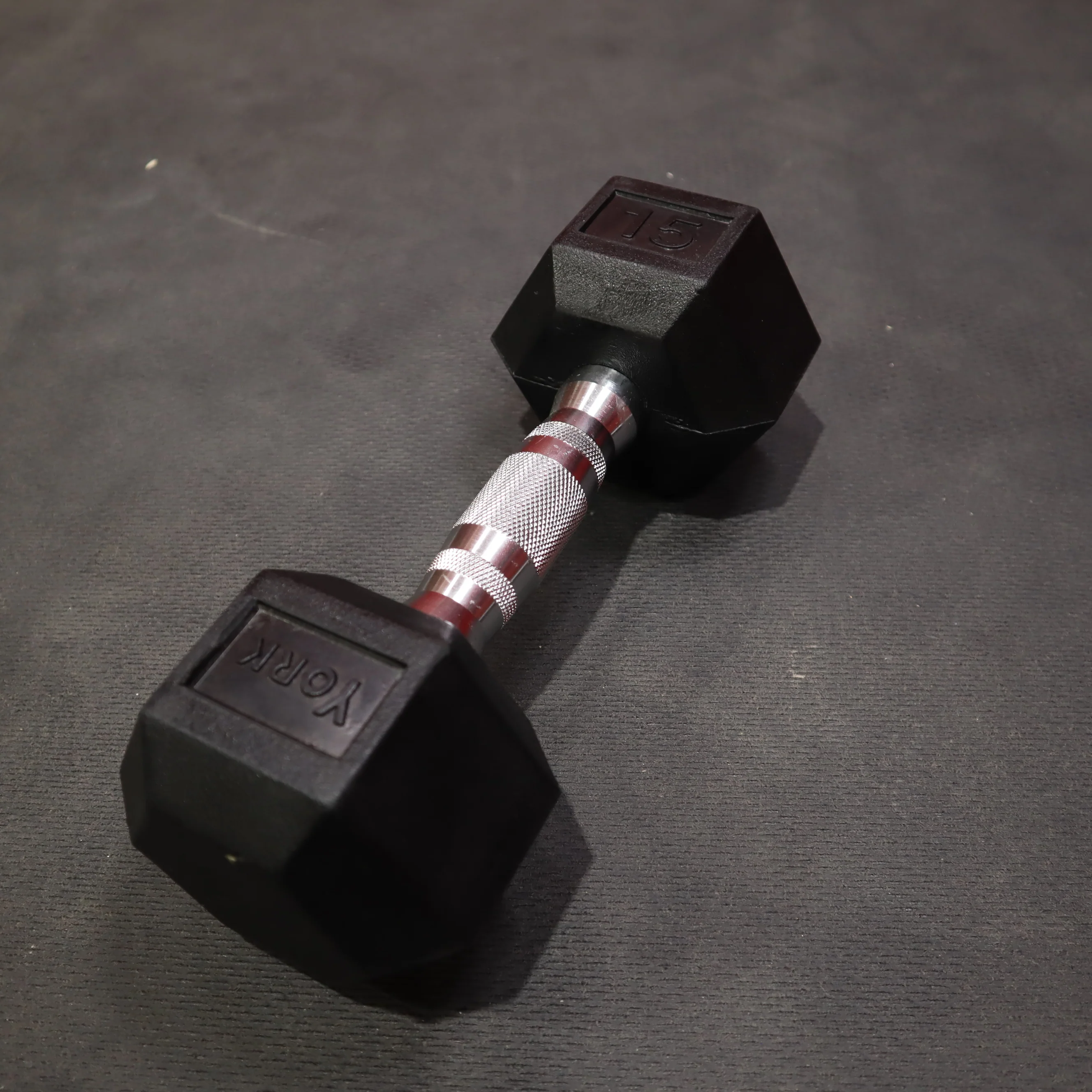 York Pro-Hex Rubber Dumbbells - Image 6